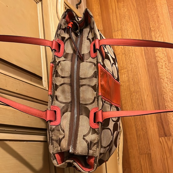 Coach Signature Coral Patent Leather/Canvas Tote - Picture 6 of 12